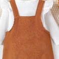 thumbnail image 4 of Splozh New Born Christmas Baby Girl Outfit Girls Fashion Baby Girl Outfit Fall Bow Tie Strap Dress with Long Sleeve Bodysuit 3 Pieces Outfits,Brown,12-18 Months, 4 of 4