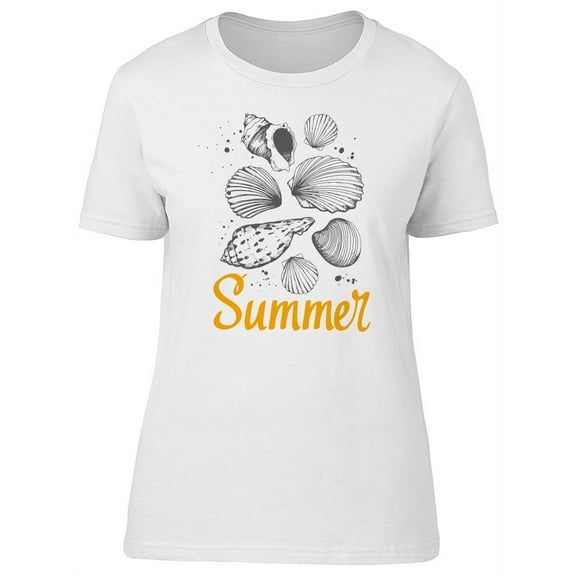 Summer B&W Sea Shells T-Shirt Women -Image by Shutterstock, Female x-Large