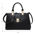 thumbnail image 3 of Dasein Women's PU Leather Solid Print Zipper Tote Shoulder Bag, Black, 3 of 7