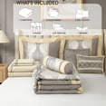 thumbnail image 5 of LANCO MODERN LIFESTYLE California King Comforter Set, Grey Gold, 15 Pieces Room in a Bag, Jacquard with Patchwork, Luxury Bed Set with Sheets, Curtains, Bed Skirt, Pillow Shams, Cases and Pillows, 5 of 9