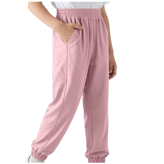 Gfyviroh Kids Cuffed Pants Mesh Breathable Sports Pants Elastic Waist Loose Joggers for Boys Girls,Size 5-16 Y