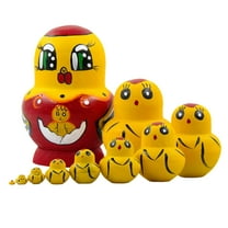 10pcs Animal Pattern Wooden nesting toys Russian Nesting Dolls Matryoshka stacking dolls (Duck)