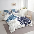 thumbnail image 3 of Manfei Minimalist Dahlia Bedding Full Size,Flower Leaves Comforter Sets with Sheets,White Gray Blue Bedding Sets Full Size,Lightweight Room Decorative,7pcs, 3 of 7