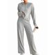thumbnail image 3 of Conjuntos de Salón para Mujer, Pijamas de 2 Piezas A Juego, Moda de Otoño, Conjuntos de Punto Acanalado, Chándales Casuales de Larga Gris XL, 3 of 9