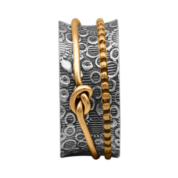 Love Knot Texture Design Meditation Anxiety 925 Silver Spinner Unisex Band