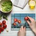 thumbnail image 4 of Urban Cutting Board, Modern Office Work Place View to City Architecture Contemporary Plan, Decorative Tempered Glass Cutting and Serving Board, Small Size, Grey White Blue, by Ambesonne, 4 of 5