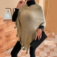 thumbnail image 4 of Bramtres Shawl Wraps for Women,Ponchos Womens Solid Color Frayed Pullover Fringed Shawl Sweater Cape Fashion Coat Women's Scarves & Wraps Khaki S, 4 of 7