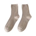 thumbnail image 2 of Naierhg Thermal socks 1 Pair Ladies Knitted Socks Short Tube Striped Solid Color Thick Stretch Keep Warm Autumn Winter Elasticity Sweat Absorption Socks Sports Wear Khaki, 2 of 8