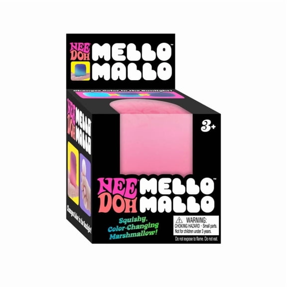 NeeDoh Mello Mallo - Sensory Toy with a Satisfying Dough Filling - Changes Color in the Sun - Pink