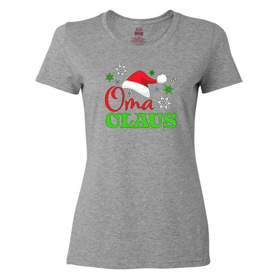 Inktastic Oma Claus with Christmas Santa Hat and Snowflakes Women's T-Shirt