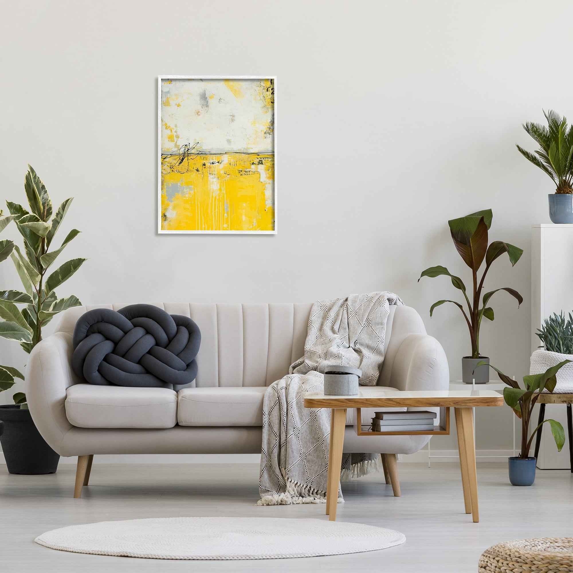 Stupell Industries Yellow Weathered Street Style Modern Scribble Stencil Painting White Framed Art Print Wall Art, Design by Erin Ashley