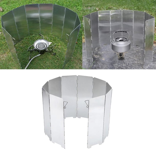 10 plegable para camping, cocina de gas, pantalla de protección contra el 24x83cm shamjiam Parabrisas de la estufa de campamento