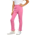 thumbnail image 2 of Lmnyox Leggings for Toddler Girls Textured Plain Ruffle Trim Elastic Waist Leggings Casual Fashion Pants, 2 of 8
