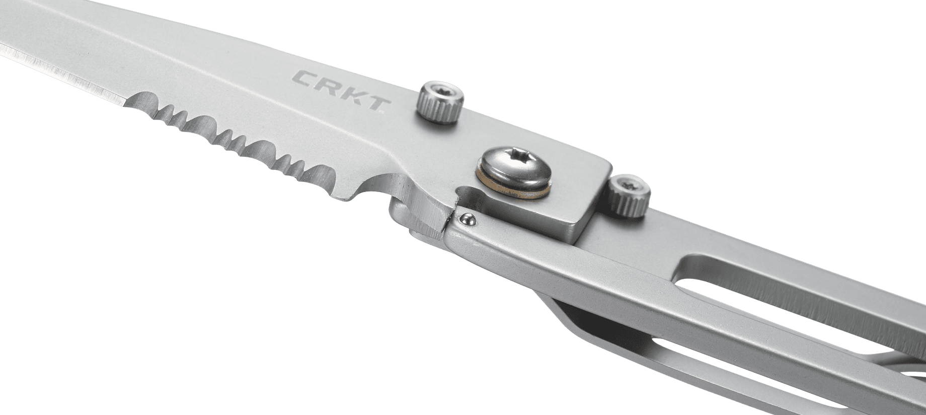 CRKT K.I.S.S. Everyday Carry EDC Pocket Folding Knife with Frame Lock: Stainless Steel Triple Point Serrations Blade, Stainless Steel Handle, 5510