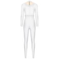 thumbnail image 4 of Hansber Women's Rhinestone Long Sleeve Gymnastics Leotard Ballet Dance Unitard Full Bodysuit Figure Ice Skating Jumpsuit White XXL, 4 of 5