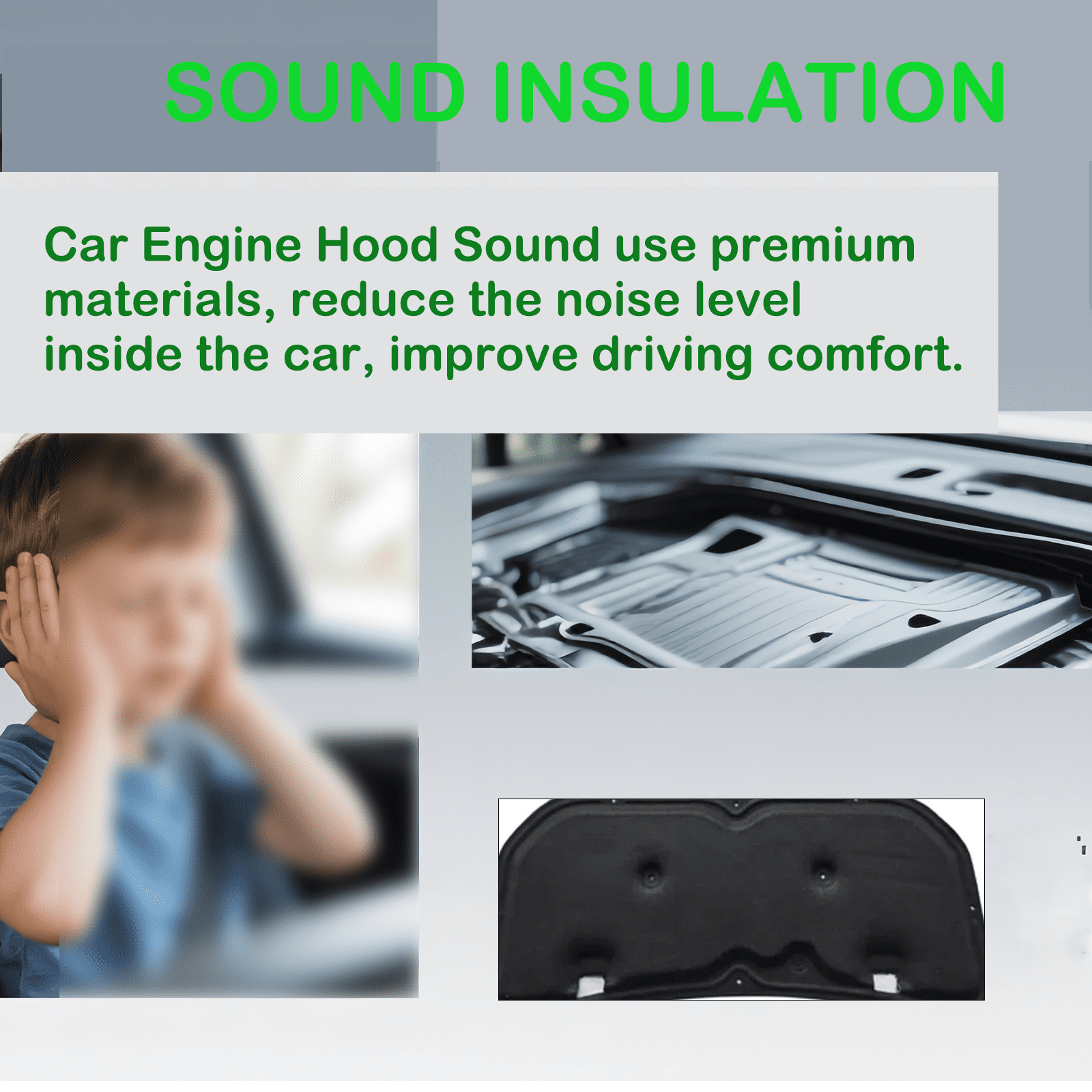 Car Front Engine Hood Pad For Jeep Wrangler JL 2018-2025, Heat Sound Insulation Mats Cotton Front Hood Engine Mat Pad Flame Retardant Insulation Cotton Fireproof Cover Sound Accessories-C