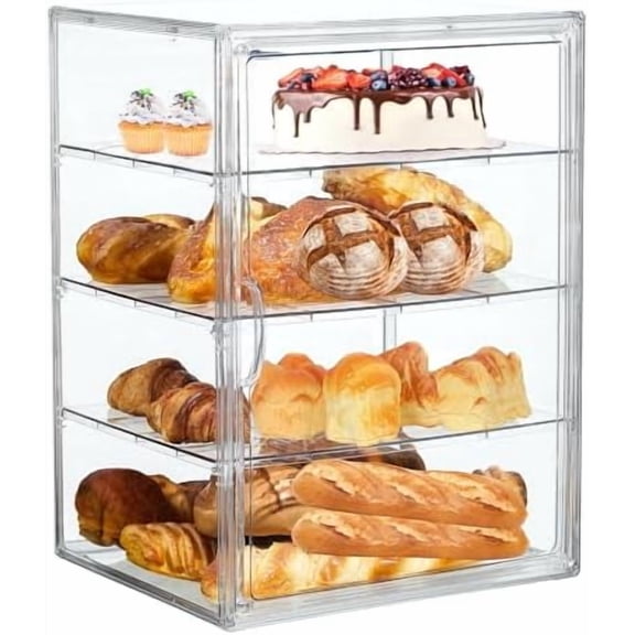 Bread Box,Large Bread Boxs for Kitchen Countertop - 4 Layers Adjustable Bread Storage Container, Clear Boxes for Kitchen Counter, Breads Box Airtight,Bread Holder,Perfect for Bagel, Muffins