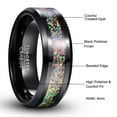 thumbnail image 5 of 8mm Unisex Black Tungsten Rings Inlaid with Crushed Created-Opal Wedding Engagement Band, 5 of 6