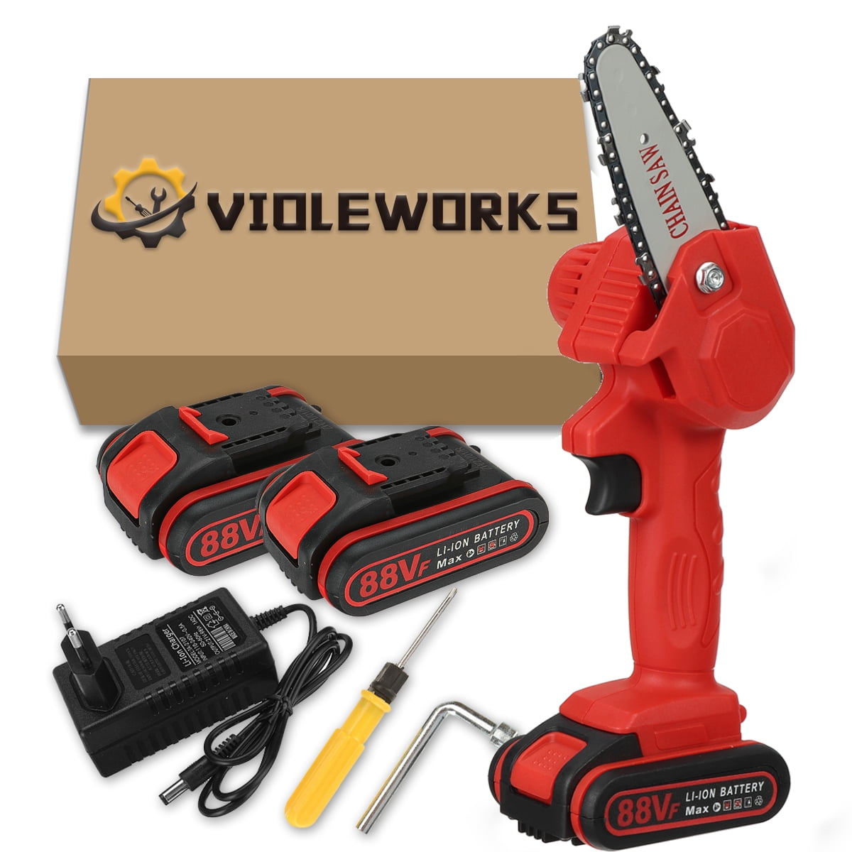 800W/1080W Cordless Saw Woodworking Electric Chain Saw Wood Cutter One-Hand  US 