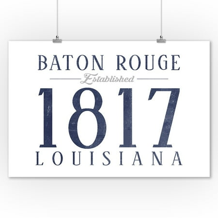 Baton Rouge Lantern - Baton Rouge, Louisiana - Established Date (Blue) - Lantern Press Artwork (9x12 Art Print, Wall Decor Travel Poster)