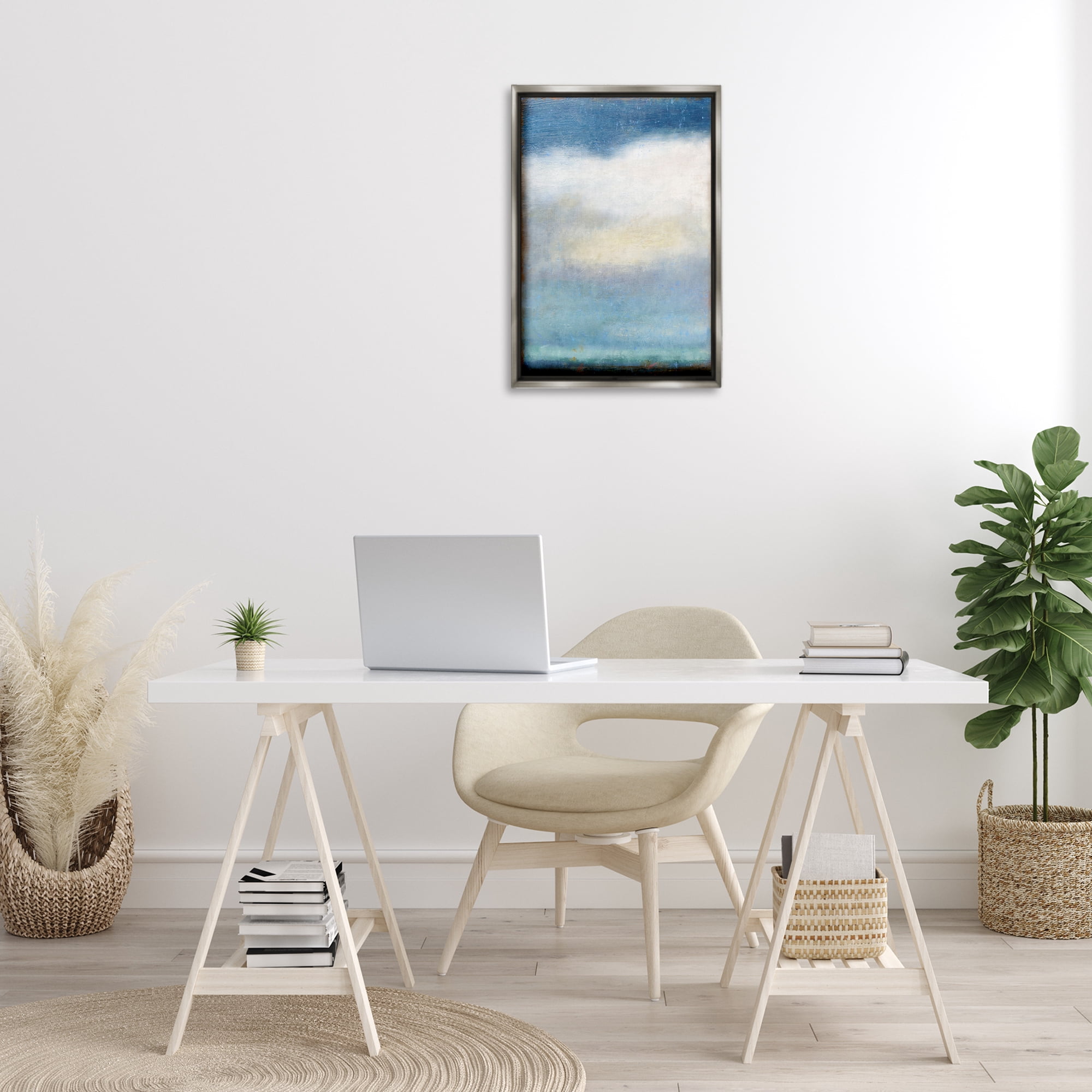 Stupell Industries Rustic Clouds Landscape Landscape Painting Gray Floater Framed Art Print Wall Art, 17 x 25