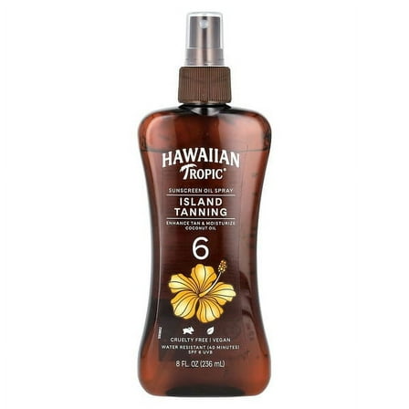 Hawaiian Tropic, Island Tanning, Sunscreen Oil Spray, SPF 6, 8 fl oz Pack of 4