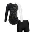 thumbnail image 1 of YONGHS Kids Girls Athletic Gymnastic Outfits Sparkly Leotard Shorts Set, 1 of 7