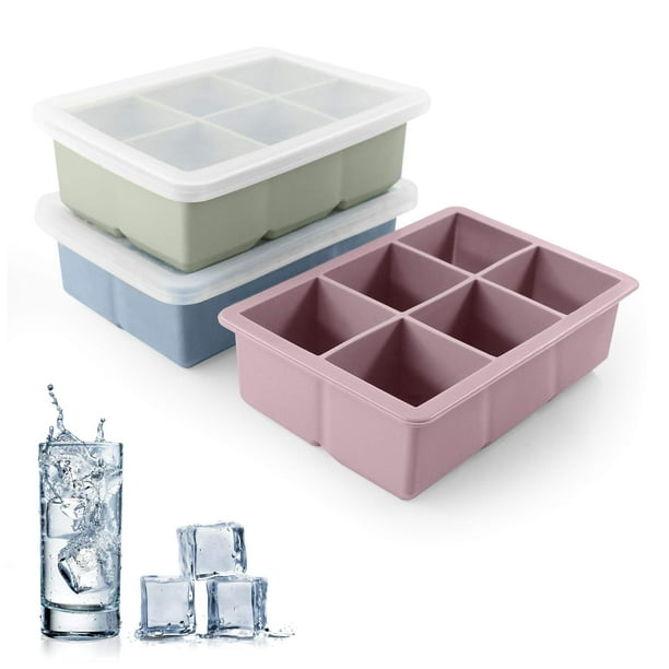 Bandejas de silicona para cubitos de hielo Excnorm, paquete de 3 con tapa extraíble