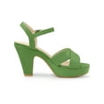 thumbnail image 3 of BLISSFUL STEP Women's Fashion Platform Strap Slingback Chunky Heel Open Toe Sandals Olive Green 7.5, 3 of 7