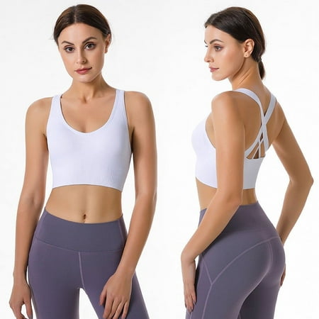 

SENDKEEL Women s Cross Back Bra Shock-proof Gathering Fitness Yoga Vest Sports Underwear