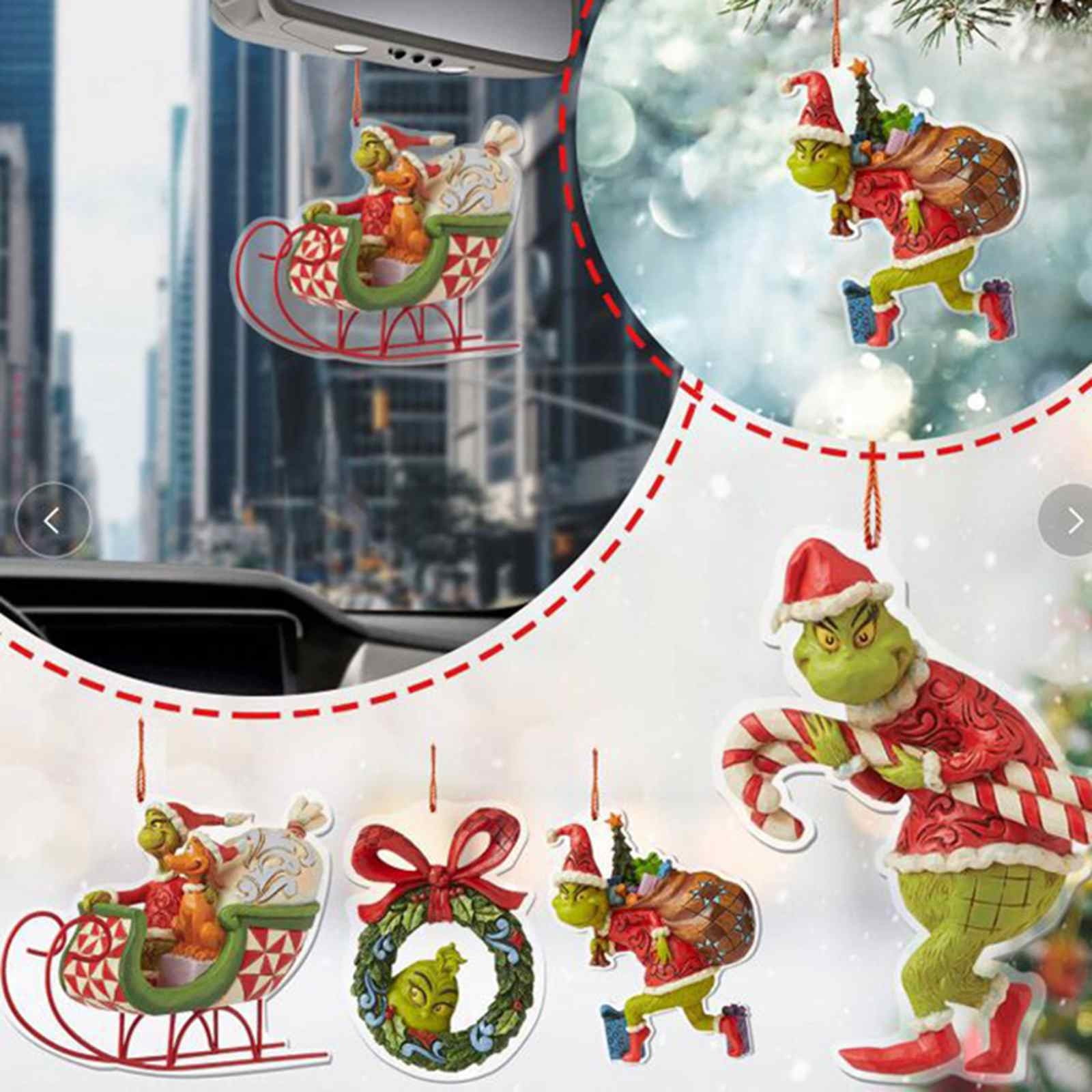 Grinch Christmas Ornaments Tree Decorations Wood Accessories Christmas Xmas  X@