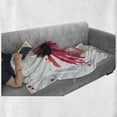 thumbnail image 6 of Watercolor Soft Flannel Fleece Throw Blanket, Summer Wildflower Blowing in the Wind Red Spotted Background Nature Inspired, Cozy Plush for Indoor and Outdoor Use, 50" x 70", Pink Black, by Ambesonne, 6 of 6