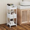 thumbnail image 1 of Costway Chariot Organisateur de Maquillage avec 2 Tiroirs de Rangement et Roues Verrouillables pour Parfum, Blanc, 1 of 10