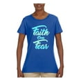 thumbnail image 2 of Wild Bobby, Faith Over Fear, Inspirational/Christian, Women Graphic Tee, Royal, 3X-Large, 2 of 4