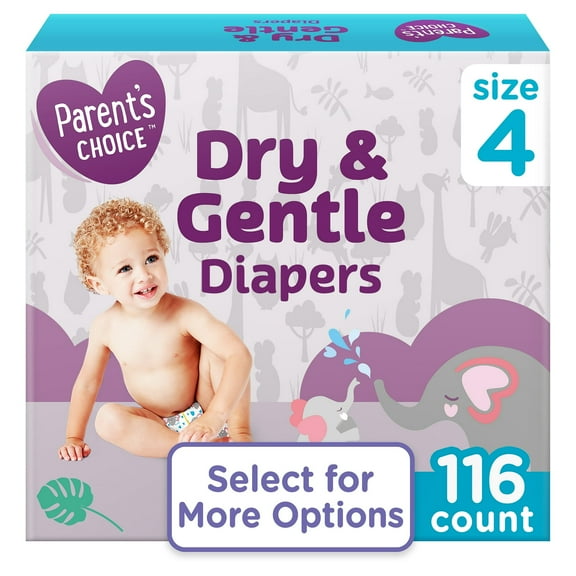 Dry & Gentle Diapers Size 4, 116 Count (Select for More Options)