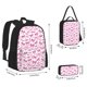 thumbnail image 2 of Easygdp Pink bows Mochila para Niños y Niñas con Set de Caja de Almuerzo y Estuche para Lápices 3 en 1, Mochila Escolar Estampada para Adolescentes, 2 of 7