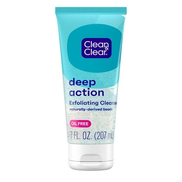 Clean & Clear Deep Action HYZ01 Exfoliating Cleanser with B5, Gentle Exfoliating Daily Face Scrub Cleans Deep Down to the Pore for Soft, Smooth, Hydrated Skin, Oil Free Face Wash, 7 FL OZ