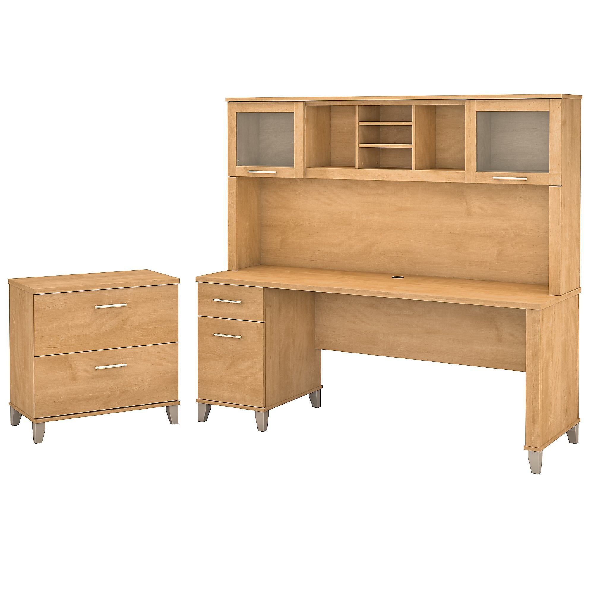 Bush Furniture Somerset 72W Office Desk with Hutch and Lateral File