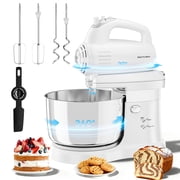 Stand Mixer Automatic Electric Kitchen Mixer - 4.8 QT Smart Standing & Hand Mixer with Auto-Rotating Bowl & Beater, 5-Speed Tilt-Head Household Mixer with Beaters& Dough Hooks for Baking,Black/White