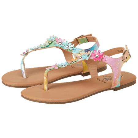 Beverly Hills Polo Club Girls’ Sandals – Strappy Thong Sandals with Flower Accent (5T – 4)