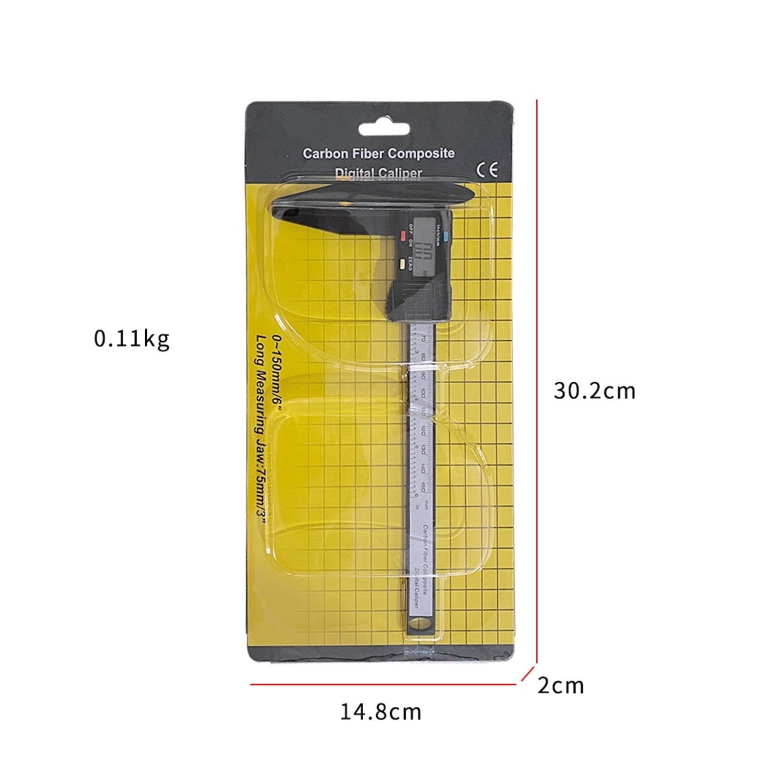 150mm 0.1mm Digital Caliper Electronic Vernier Caliper Jaw Long Plastic Digital Caliper Micromete DIY Measuring Tools ,Accurate Measurement