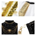 thumbnail image 6 of Halloween Gi"rl"s Costume - Popular Star Fancy Dress Set, White Gold Fringe Jacket Sequin Sleeveless Top and Tutu Skirt with Wig Braids Jewelry, Halloween Stage Role‑Play Costume for Night, Size:110, 6 of 9