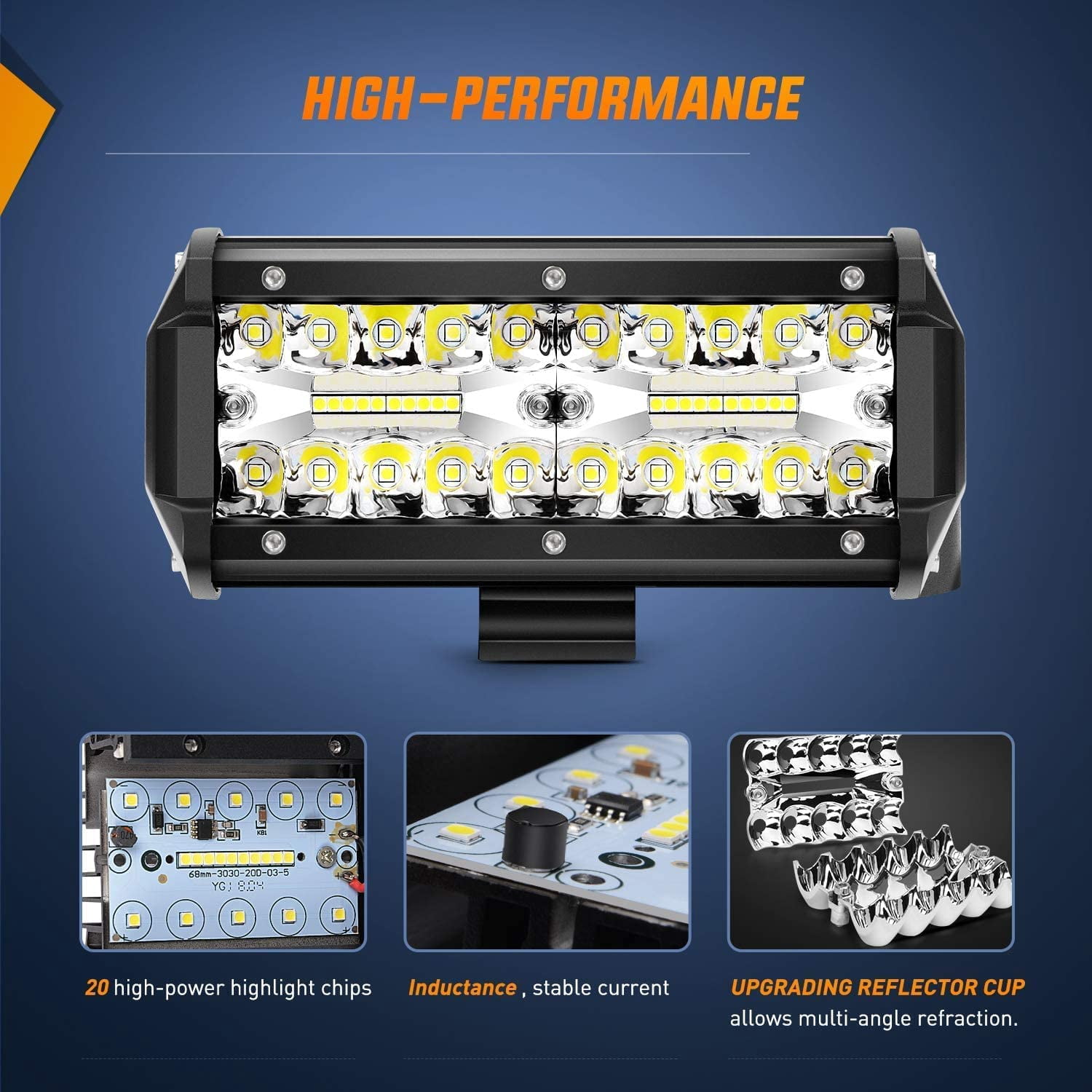 Nilight 6.5Inch 2PCS 120W Spot & Flood Combo Bar Driving Waterproof Led Work Light Triple Rows with 5 Pin Rocker Switch Power 16AWG Wiring Harness Kit-2 Leads for Off-Road Truck