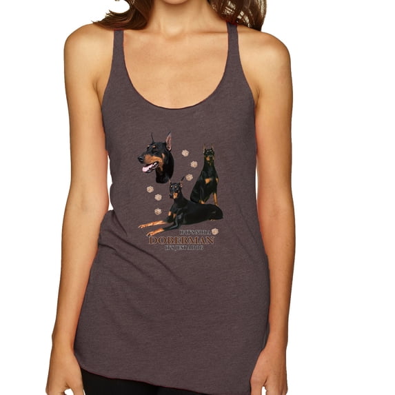 If It's Not a Doberman It's Just a Dog Gift | Womens Dog Lover Premium Tri-Blend Racerback Tank Top, Brown, Medium