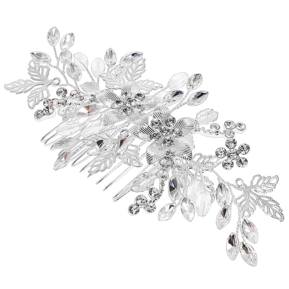 BESTOYARD Rhinestone Hair Decor Wedding Headpiece Silver 1Pack