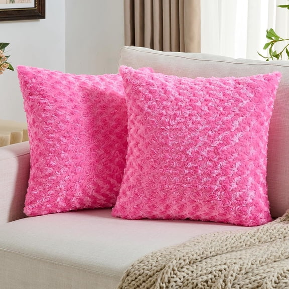 JIATER Pack of 2 Throw Pillow Covers 18x18,Rose Decorative Couch Pillow Covers,Rose Pink