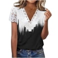 thumbnail image 3 of Camiseta con Cuello en V Gibobby Encaje Floral Estampado Mujer Manga Corta, 3 of 4