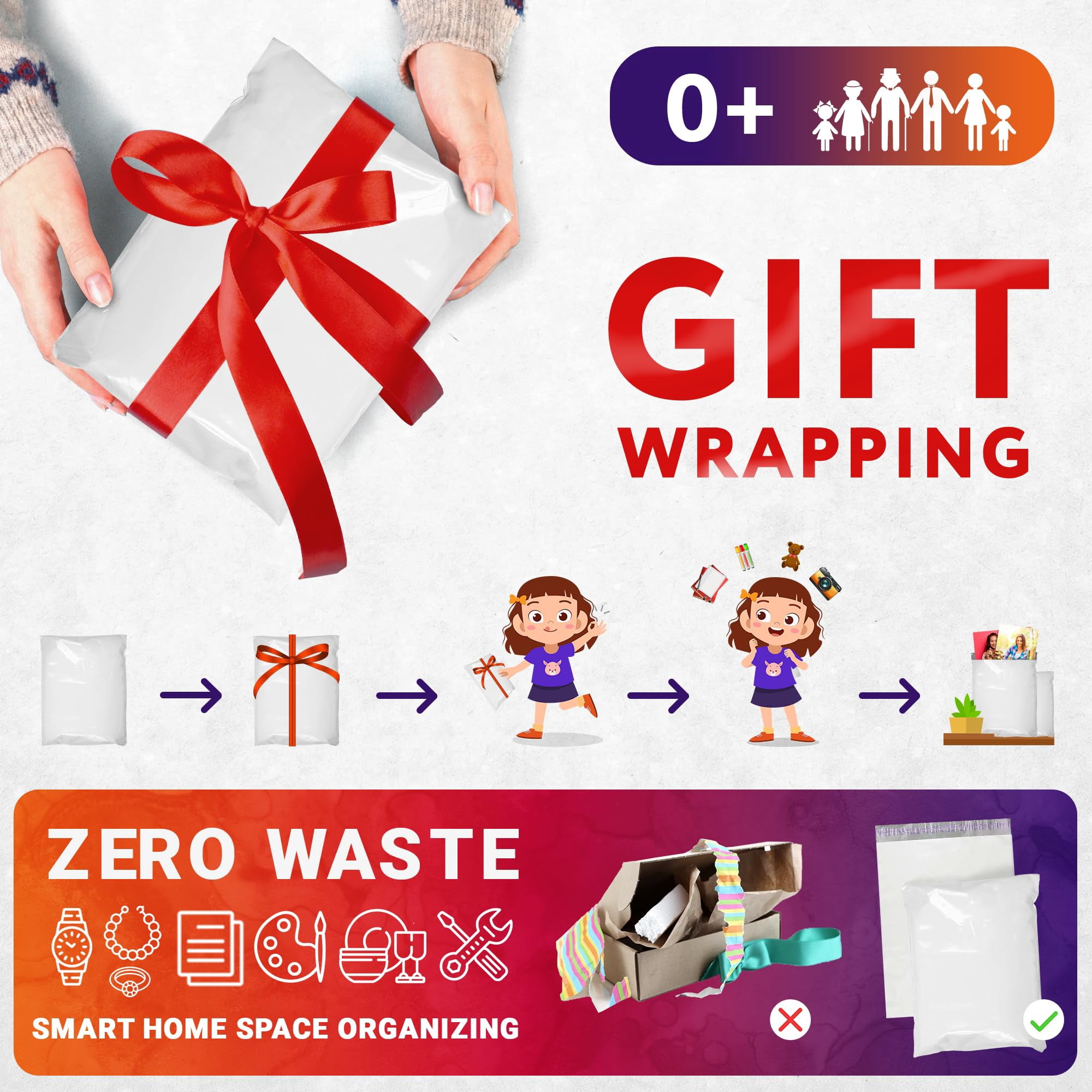 White Gusseted Poly Mailers, Expansion Shipping Envelopes, 100 Count, 13 x 16 x 4 in
