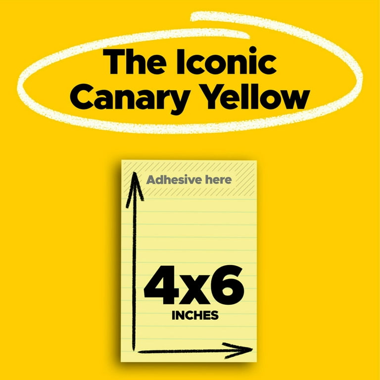 Post-it Original Notes, 5 x 8, Lined, Canary Yellow, 50-Sheet Pads - 2/Pack