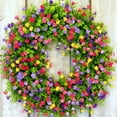 thumbnail image 3 of Farmhouse Colorful Cottage Wreath, Colorful Spring Summer Wreath, Artificial Flowers Door Wreath, Home Porch Farmhouse Door Wall Window Party Decoration, 3 of 7